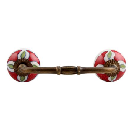 Hibiscus Green Flower Ceramic Bridge Handle